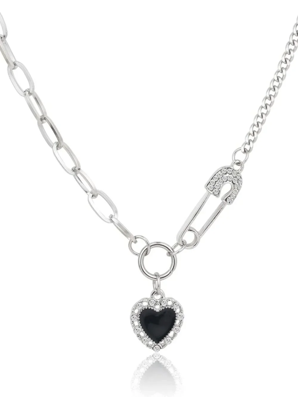 Irregular Heart Necklace for Women Y2k Pink Zircon Pearl Diamond Women's Fashion